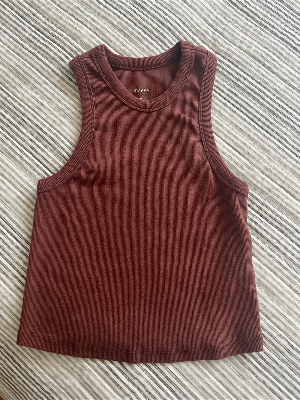 Maeve Anthropologie Chocolate Brown Ribbed Tank